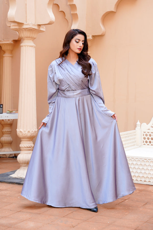 Silver Silk Maxi Dress