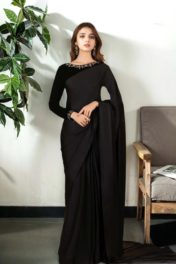 Black Saree Featuring Hand Embellishments