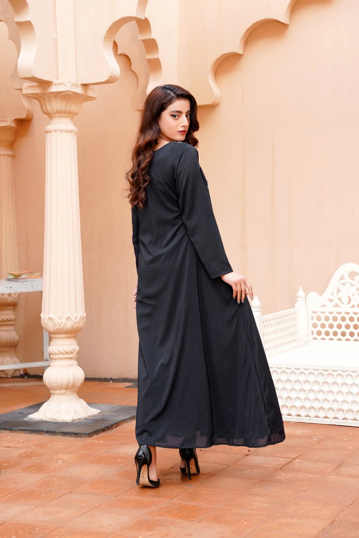 Black Long Maxi with Kora Dabka Handwork