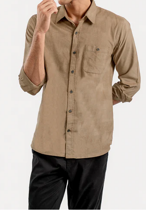 Light Camel Brown Corduroy Shirt