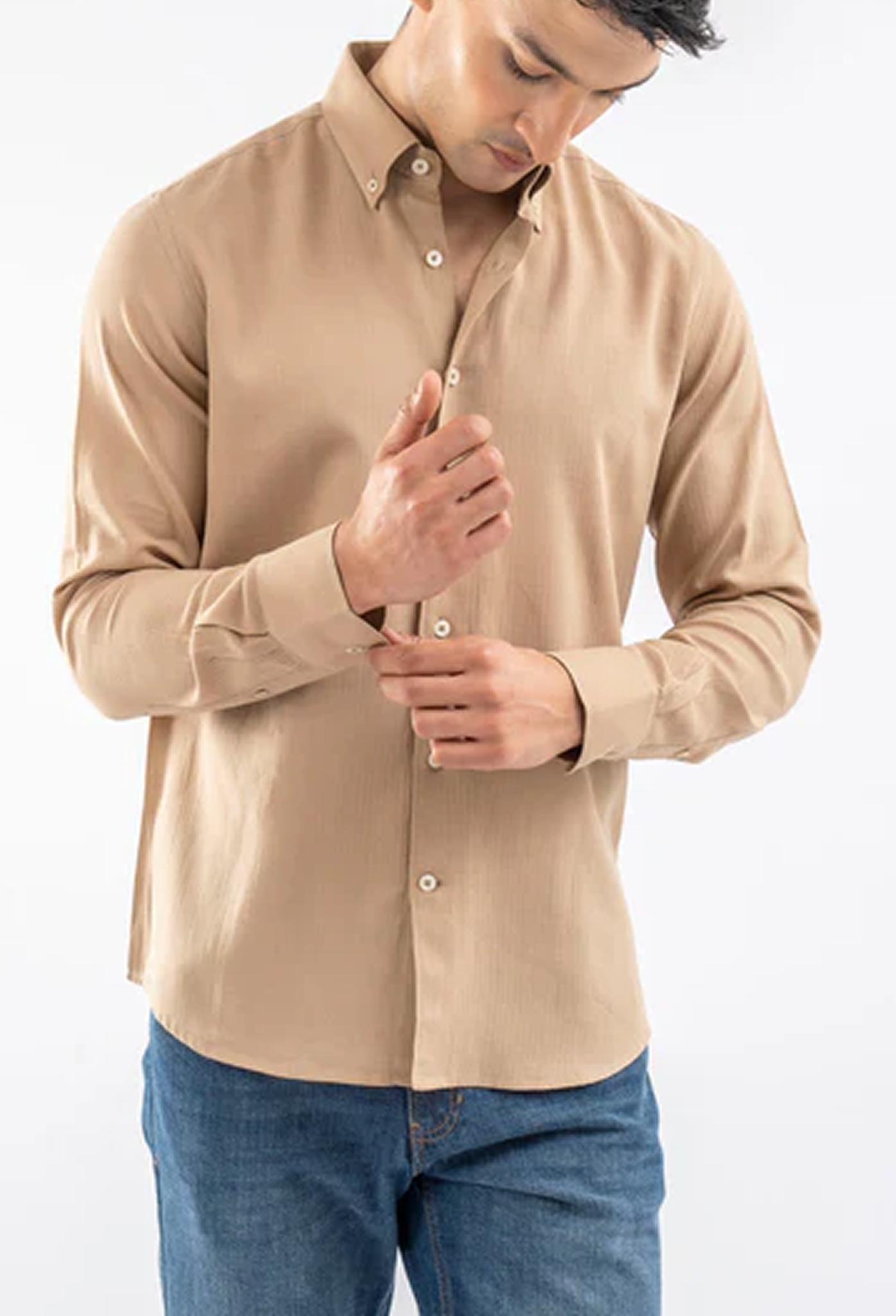 Camel Brown Light Weight Button Down Shirt