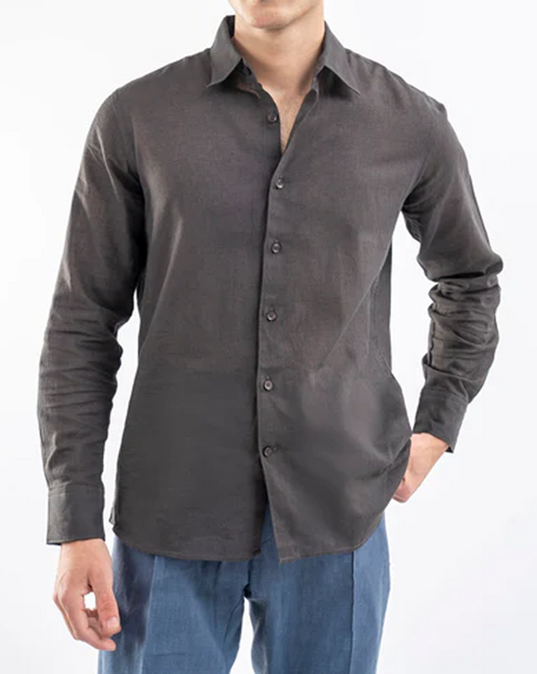Charcoal Airy Linen Blended Shirt