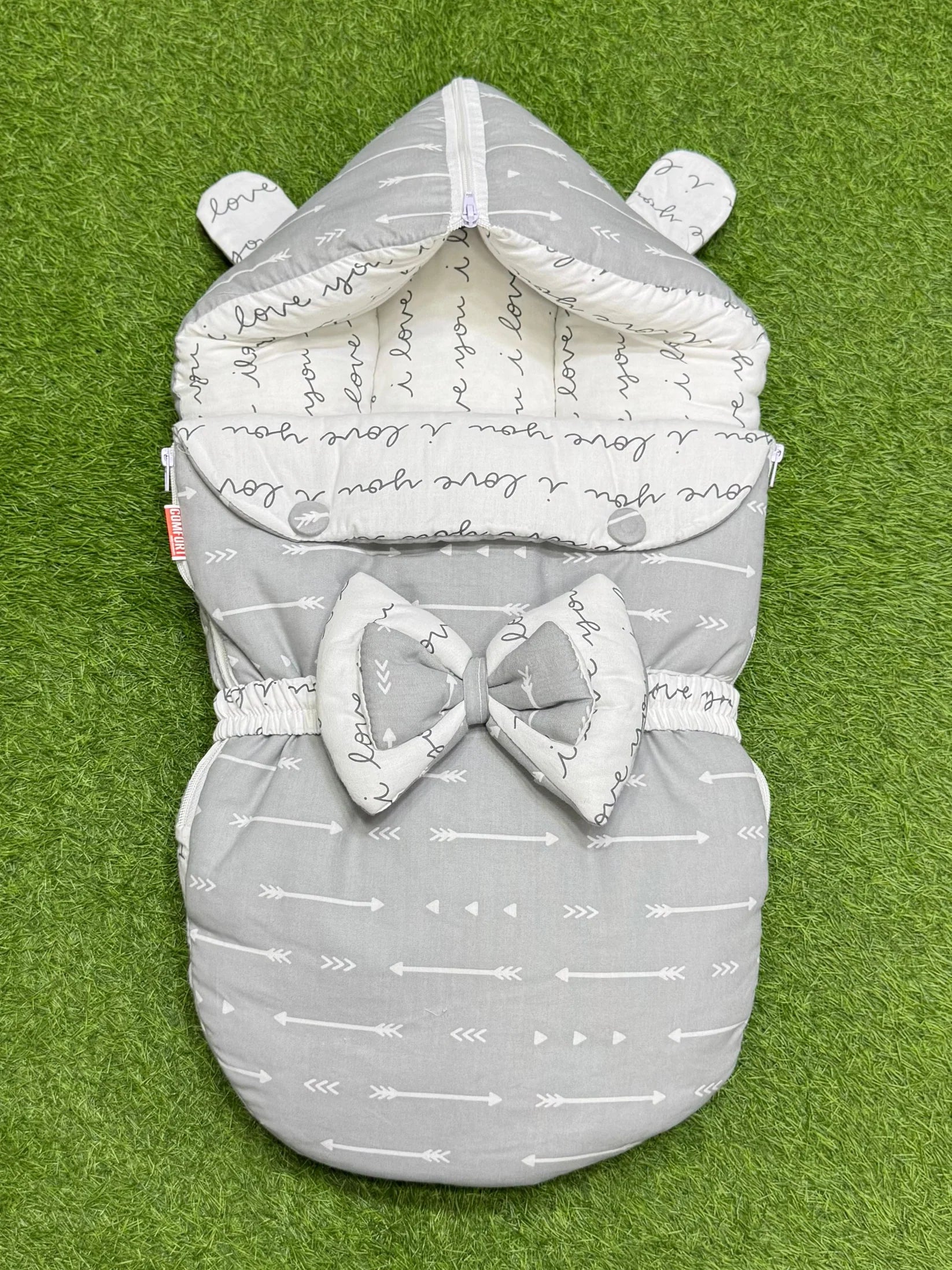 Elegant Grey Double Bow Baby Carry Nest