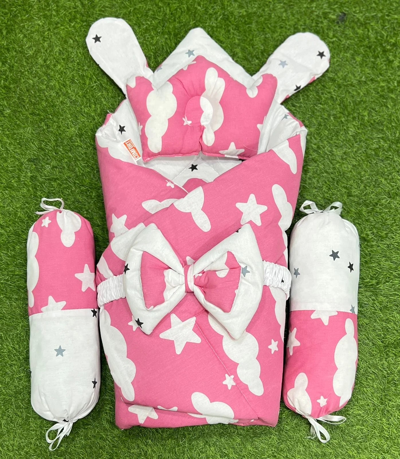 5-Piece 2-in-1 Pink Baby Carry Nest with Comforter Set