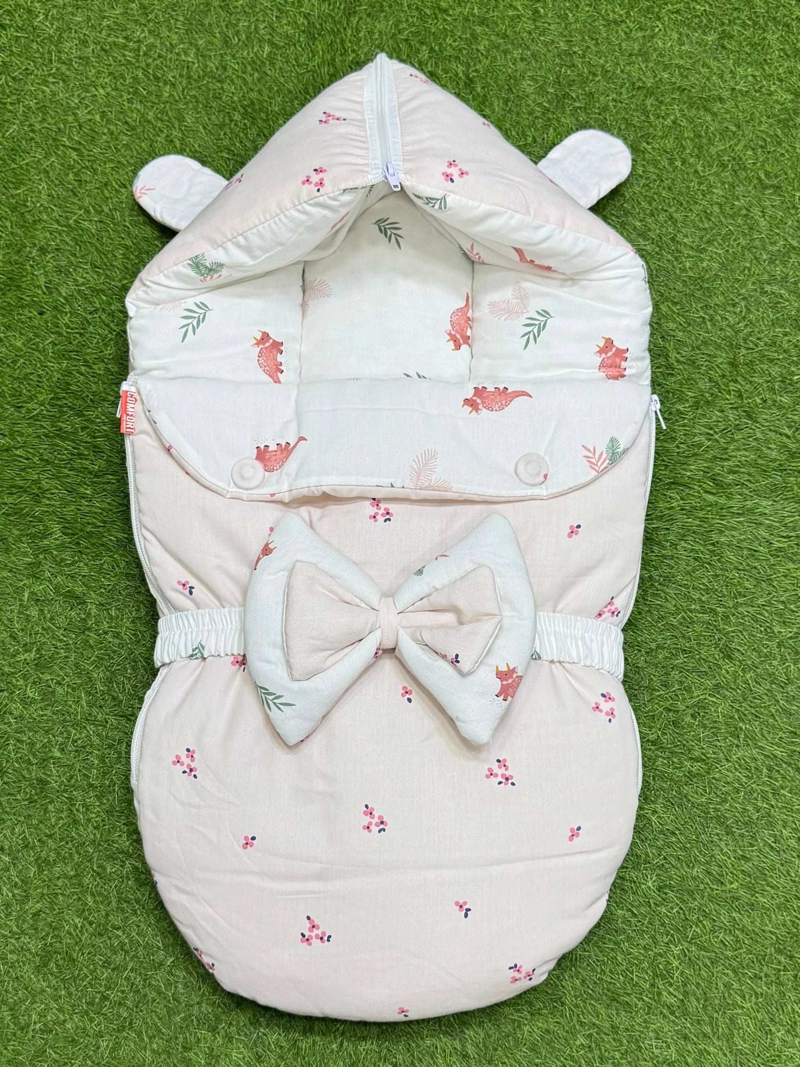 Pink Flower Double Bow Baby Carry Nest