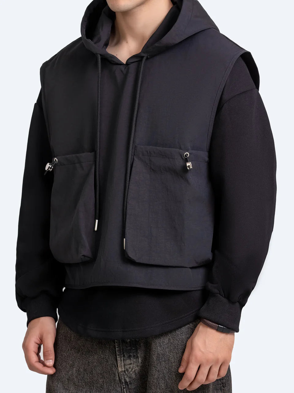 Dual Layer Pullover Hoodie – Soft Fleece with Front & Back Print