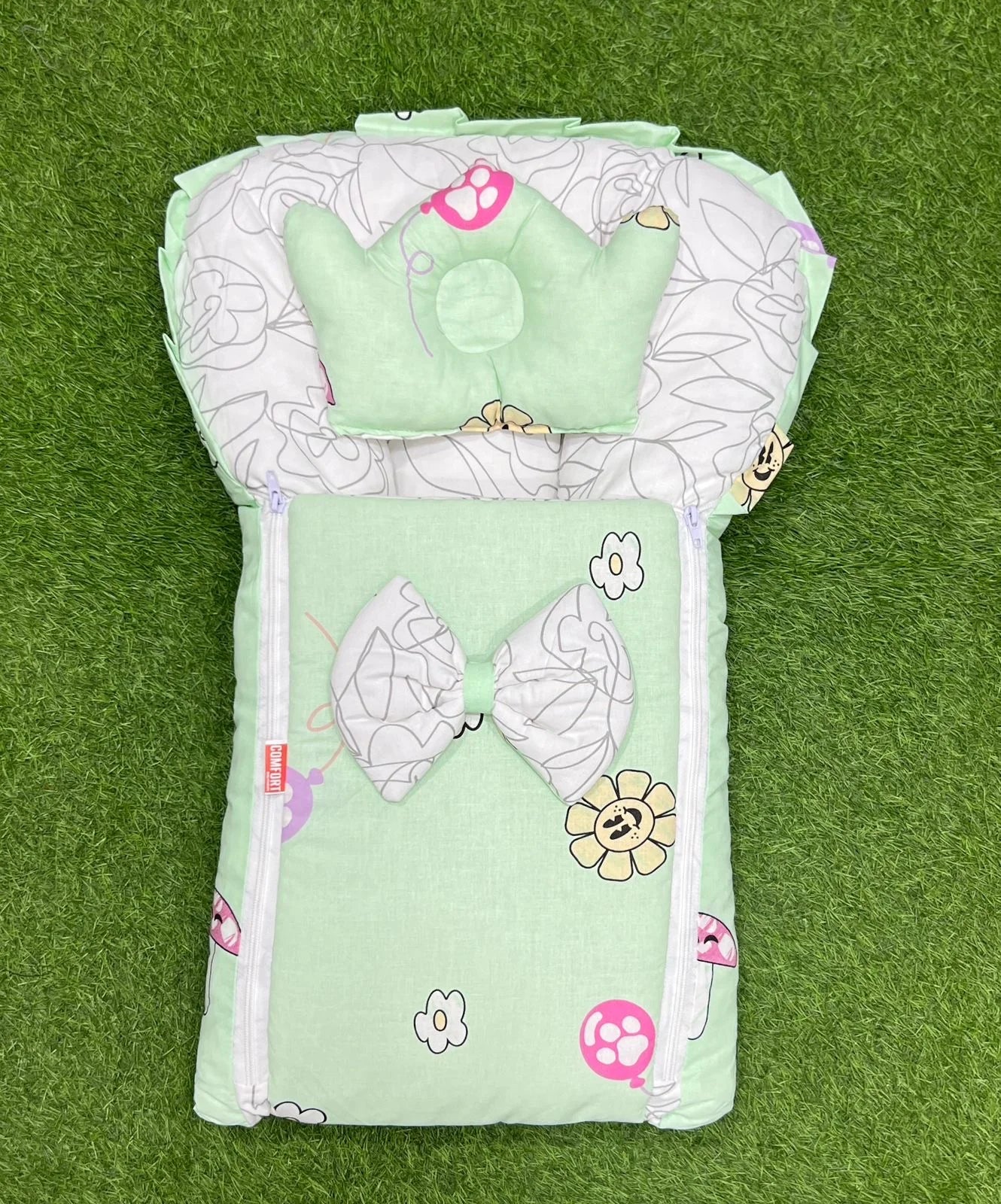 Green Floral Butterfly Bow Baby Carry Nest