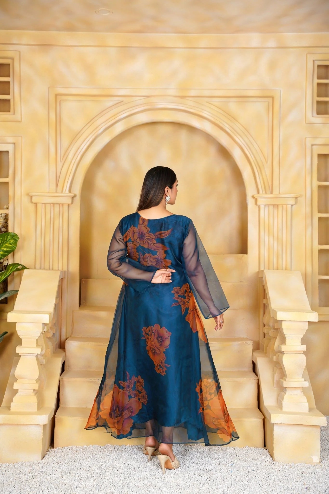 Handcrafted Teal Blue Maxi Dress