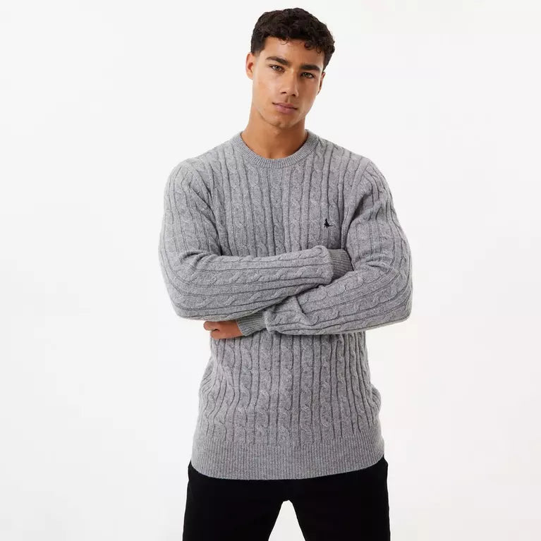 Men’s Merino Wool Blend Cable Knit Jumper