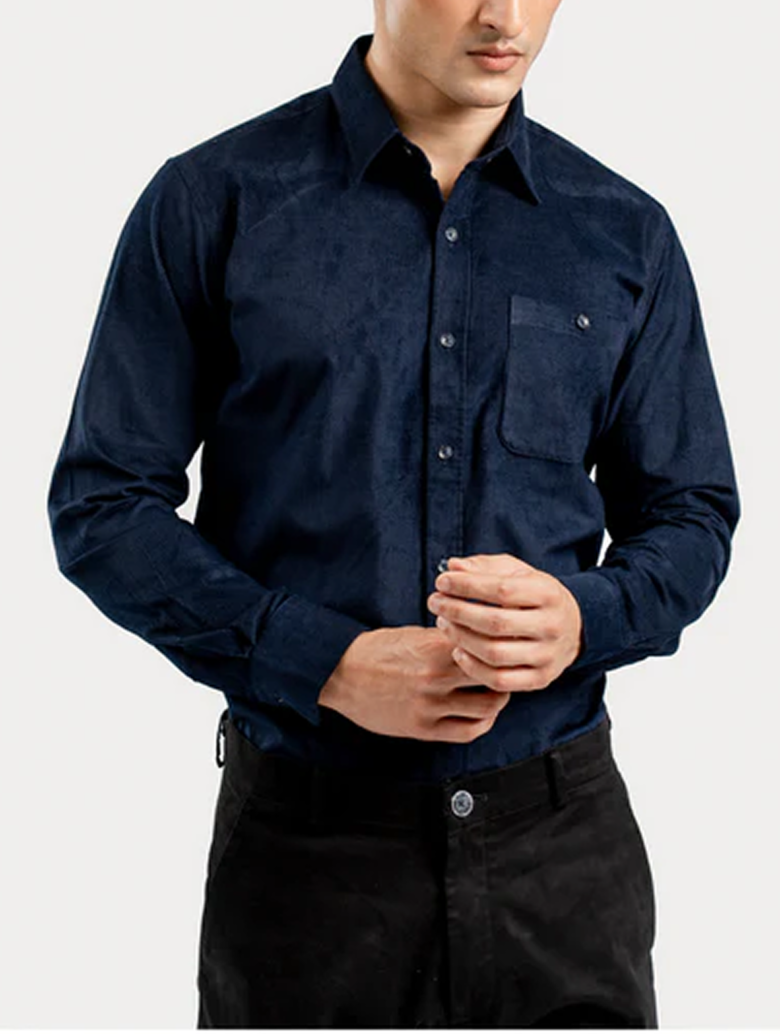 Navy Blue Corduroy Shirt