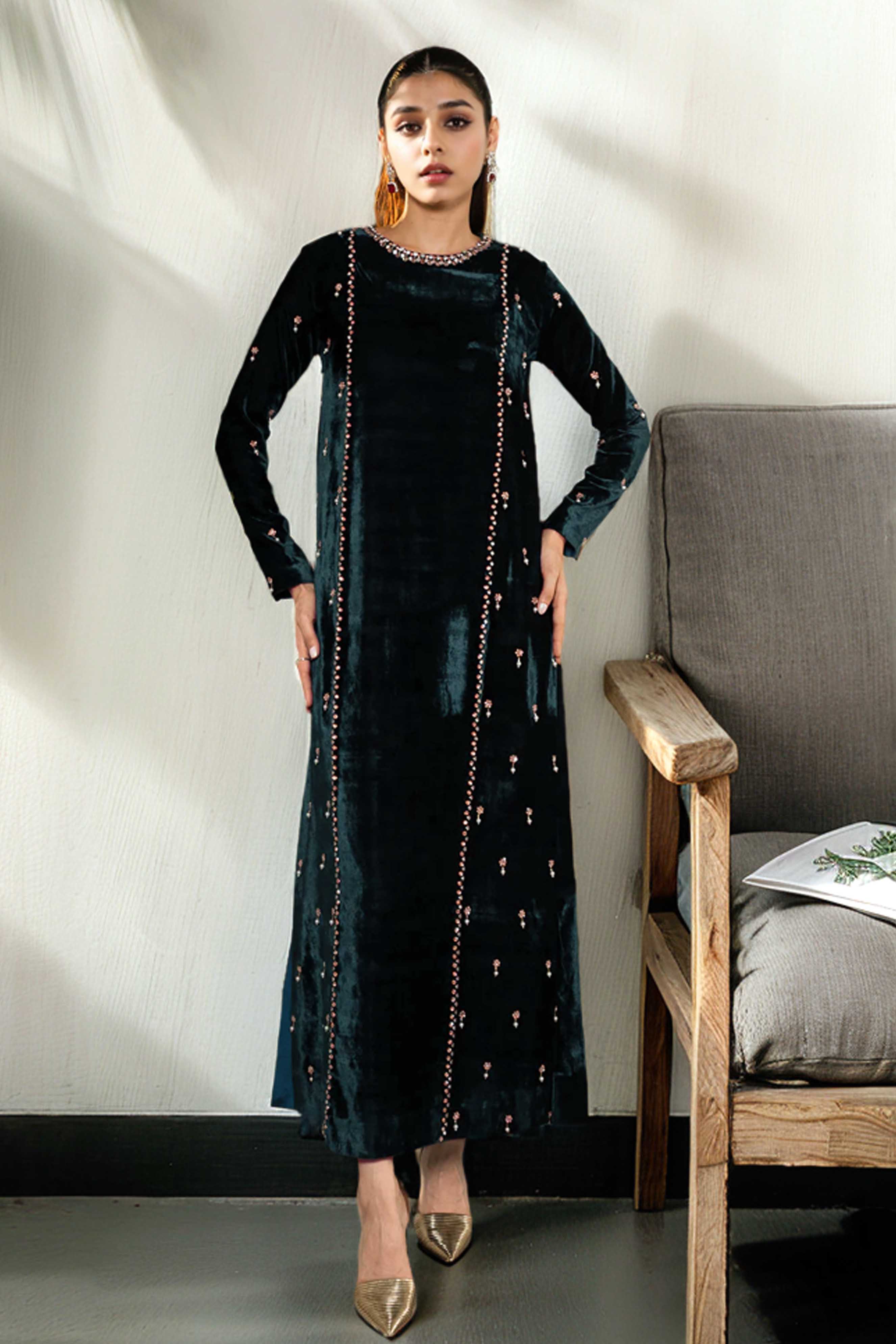 Emerald Green Velvet Maxi Dress