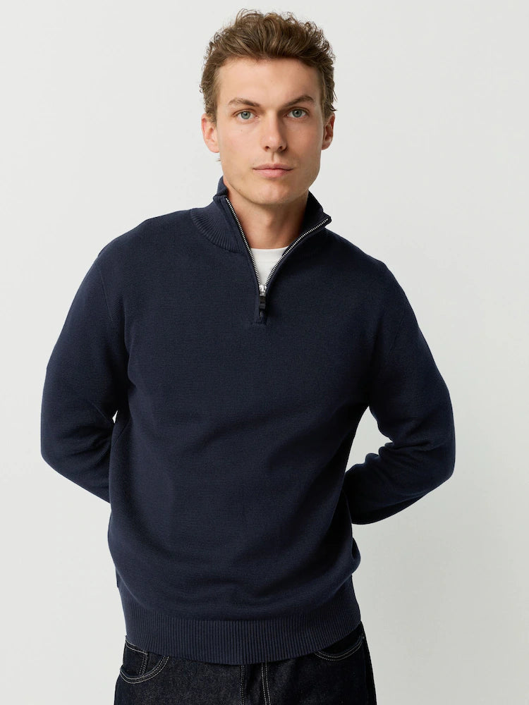 2-Pack Regular Fit Premium Quarter-Zip Jumpers in Black & Navy Blue