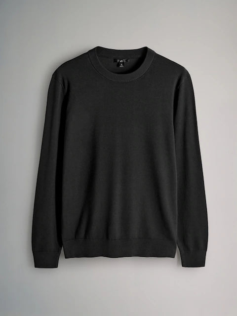 4-Pack Long Sleeve Knitted Crew Neck Jumpers in Black, Navy Blue, Khaki & Brown