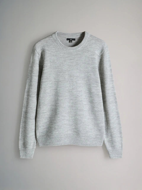 2-Pack Crew Neck Knitted Jumpers with Wool in Charcoal & Grey Marl
