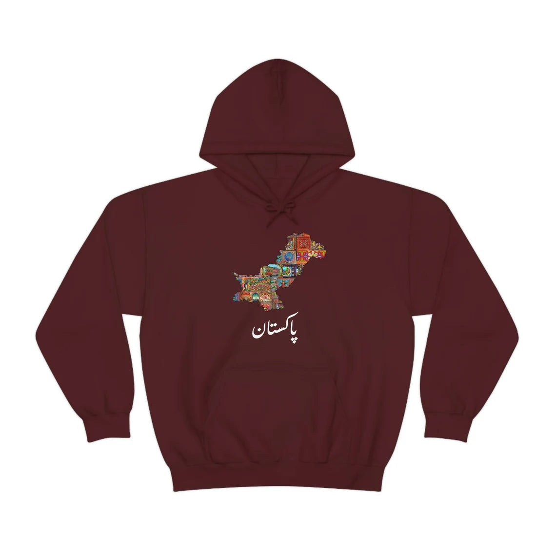 Pakistani Truck Art Map Hoodie | Desi Streetwear Sweatshirt | Urdu & Punjabi Design | Perfect Eid & Ramadan Gift